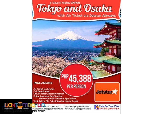 6D5N Japan Full Board Package with Air Ticket via Jetstar