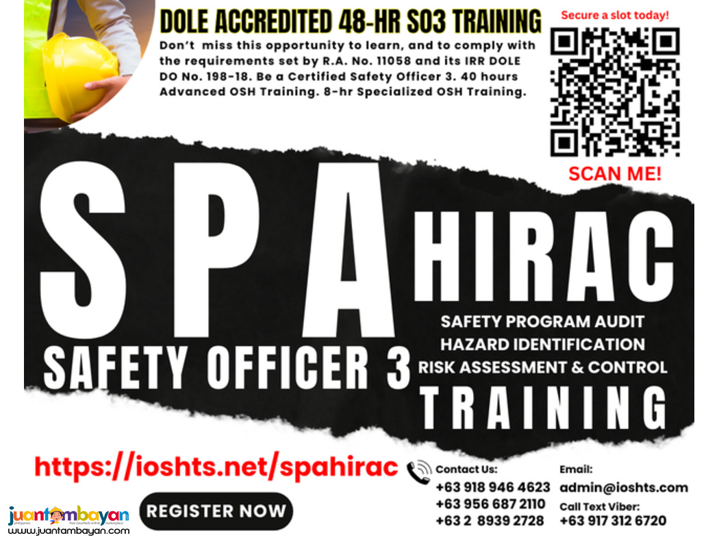 SO3 Training SPA HIRAC Training DOLE Accredited Safety Officer 3