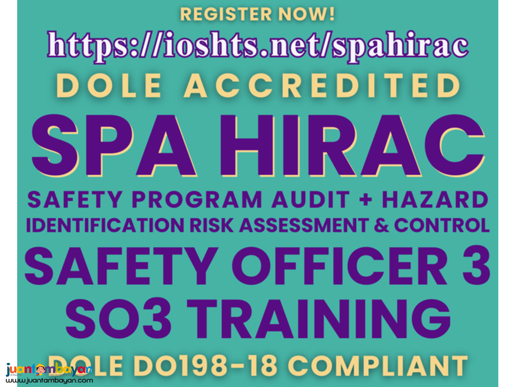 SO3 Training SPA HIRAC Training DOLE Accredited Safety Officer 3