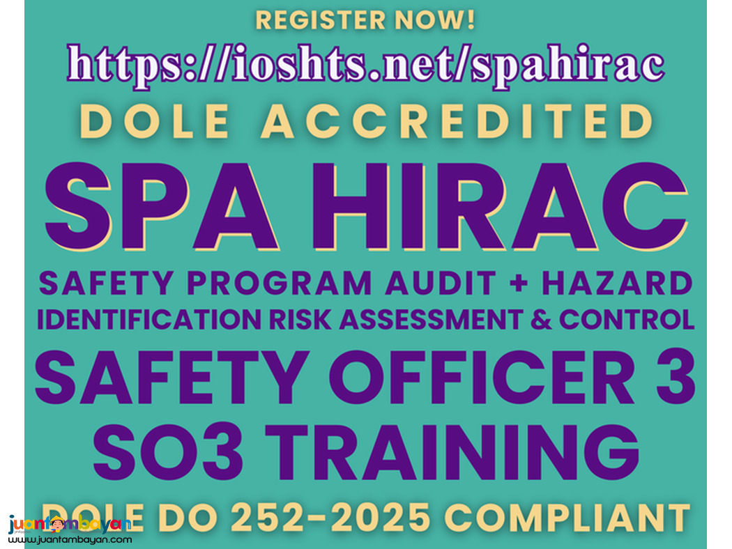 SO3 Training SPA HIRAC Training DOLE Accredited Safety Officer 3