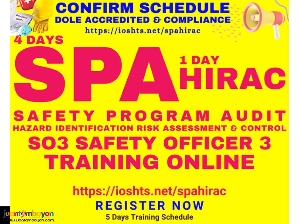 SPA HIRAC Training SO3 Training DOLE Accredited Safety Officer Online