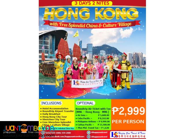 3D2N Hong Kong Free with Splendid China and Culture Village