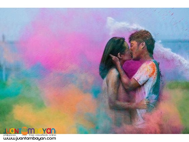 holi powder for funrun and prenup on hand 