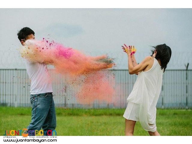 holi powder for funrun and prenup on hand 