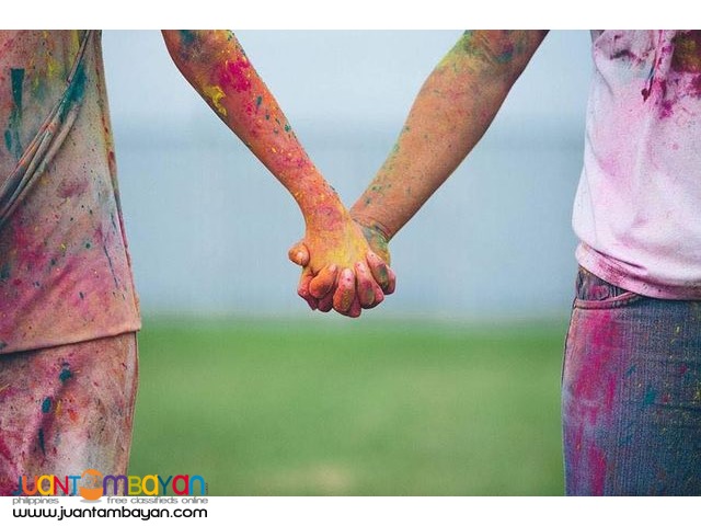 holi powder for funrun and prenup on hand 