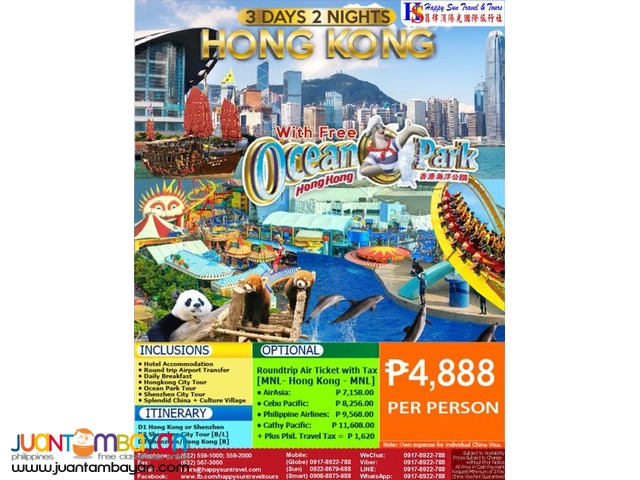 3D2N Hong Kong with Free Ocean Park