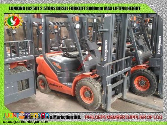 LG25DT Lonking Diesel Forklift 2.5Tons Brand New