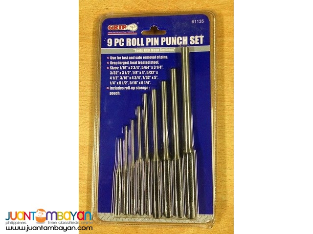 SK Hand Tools 9-Piece Roll Pin Punch Set – 1/16" To 1/2" – USA Made – Open Box