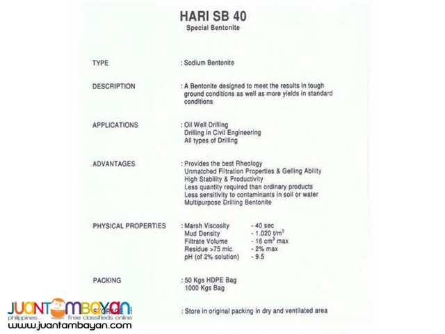 BENTONITE FOR SALE!