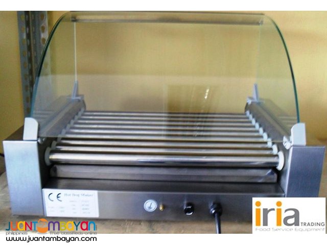 Hotdog Roller (7 rollers) with glass cover  