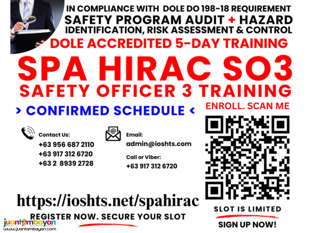 SO3 SPA Safety Program Audit HIRAC DOLE Accredited Trainings