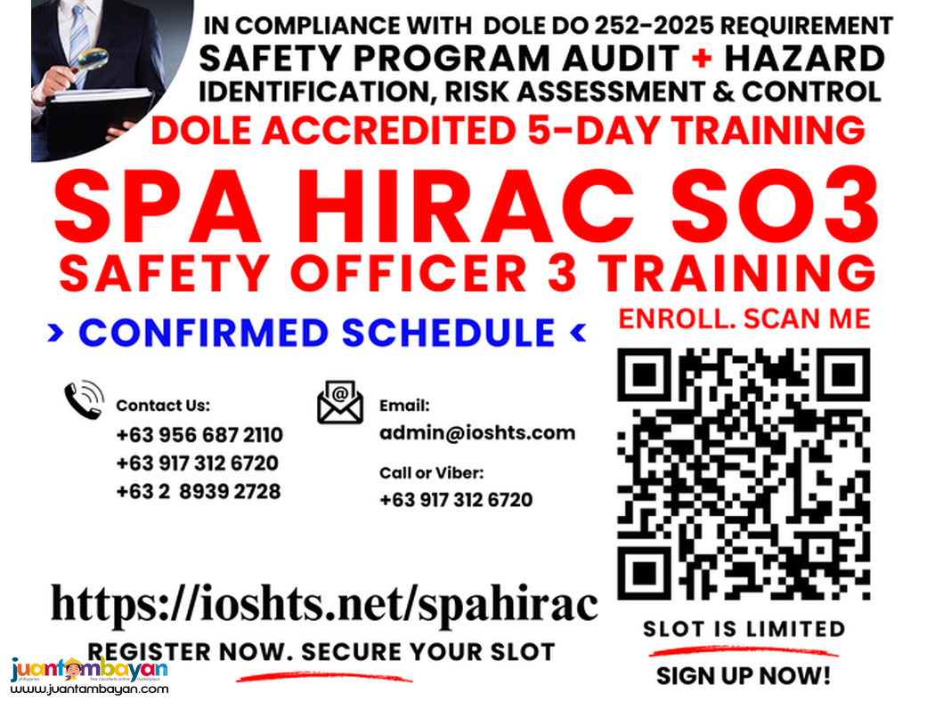 Online SPA Training Online HIRAC DOLE Safety Officer 3 SO3 Training
