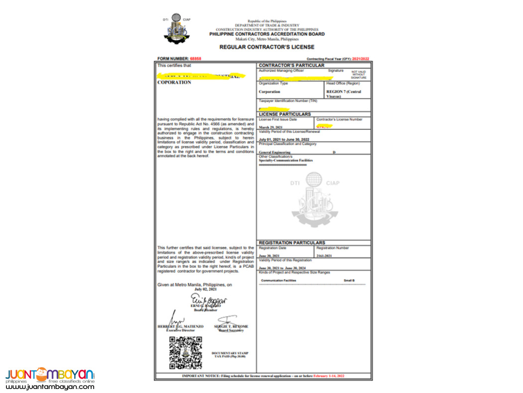 PCAB License Assistance