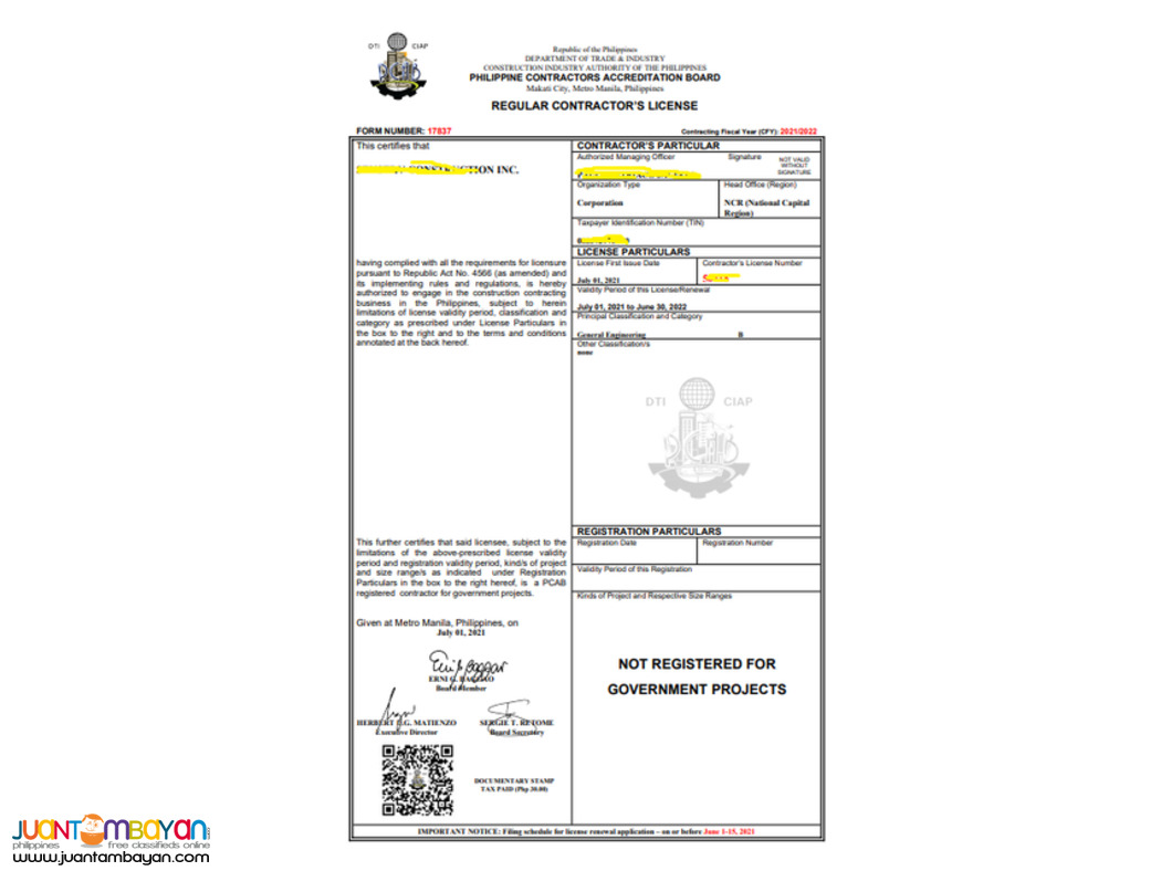 PCAB License Assistance