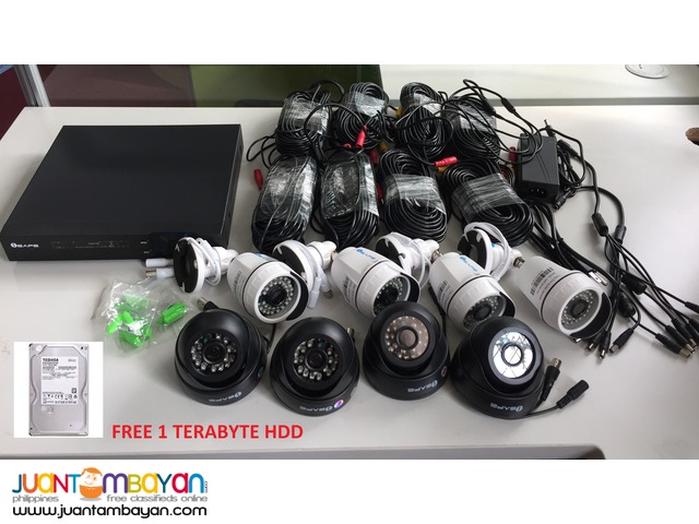 4 indoor and 4 outdoor 1mp Cctv Camera Package w/ 1TB HDD