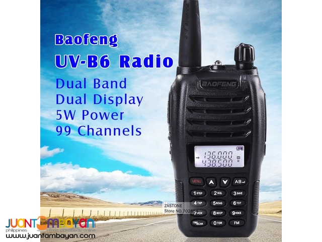 BLACK BAOFENG UV-B6 DUAL BAND TWO WAY RADIO WALKIE TALKIE