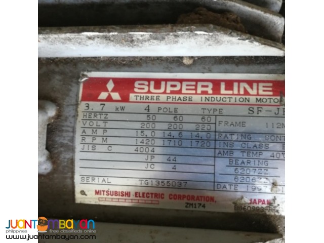 Mitsubishi 3.7 KW 4 pole motor