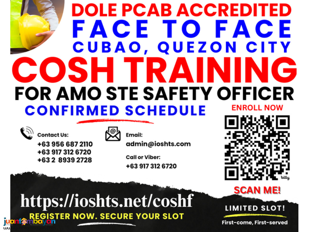 Face To Face COSH Training DOLE Training PCAB AMO STE SO2 Training