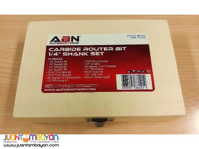 ABN Tungsten 15-piece 1/4-inch Carbide Router Bit Set