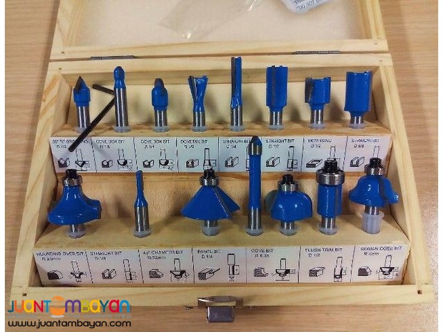 ABN Tungsten 15-piece 1/4-inch Carbide Router Bit Set