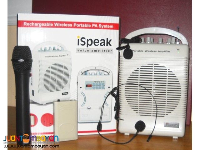 Portable Amplifier Sound System iSpeak SH222u Lapel Wireless Mic