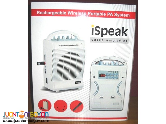 Portable Amplifier Sound System iSpeak SH222u Lapel Wireless Mic