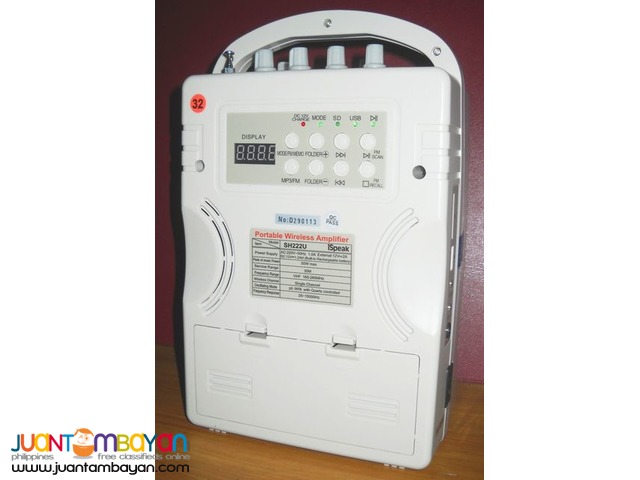 Portable Amplifier Sound System iSpeak SH222u Lapel Wireless Mic