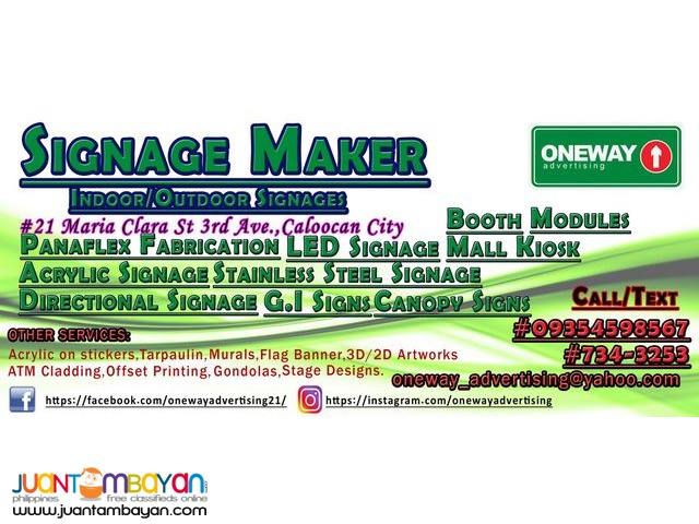 Signage Maker in Caloocan: oneway advertising Signage Maker in Caloocan: oneway advertising