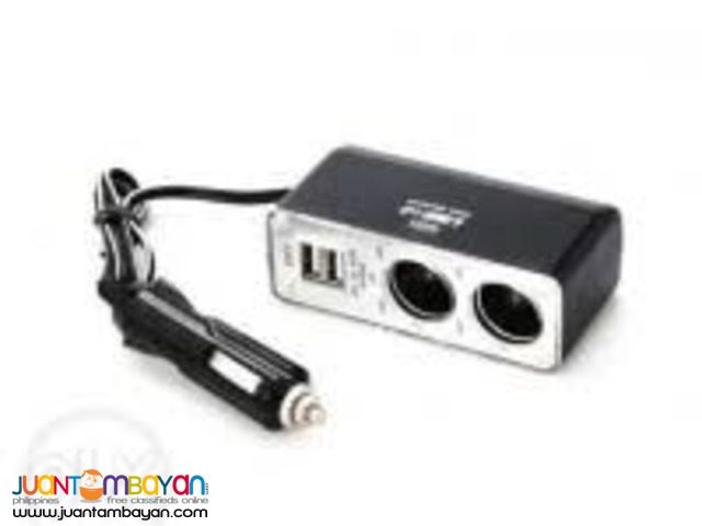 DUAL USB TWIN 2-WAY SOCKET CAR CABLE CIGARETTE POWER ADAPTER