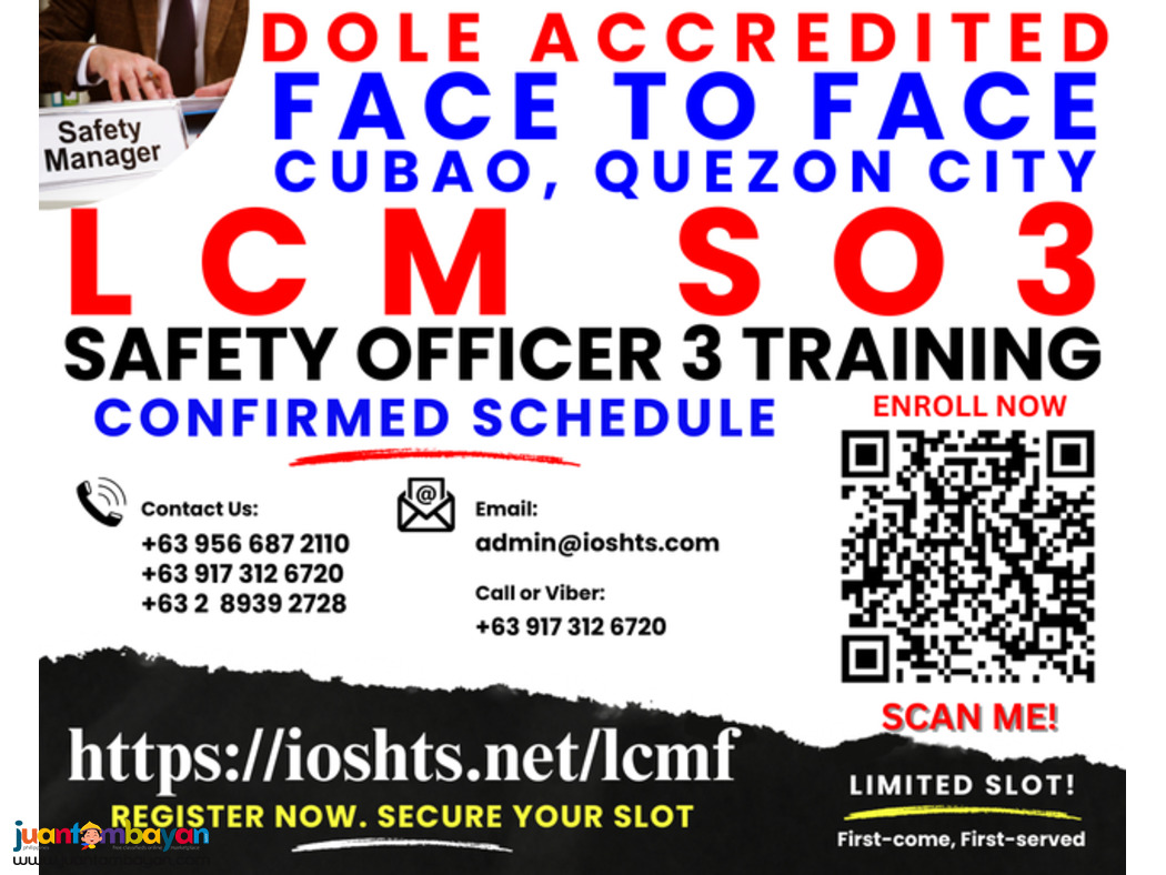 Face To Face LCM Training Safety Officer 3 SO3 Training DOLE Training