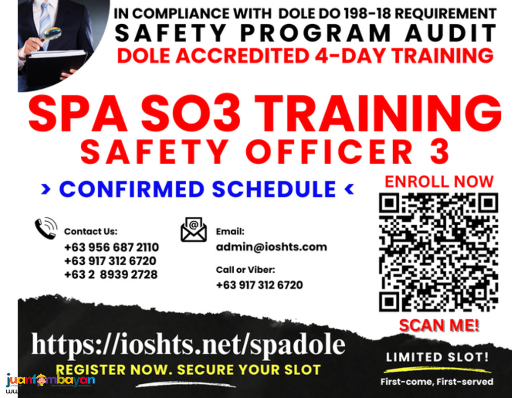 SPA Training SO3 Training DOLE Accredited Training Safety Audit