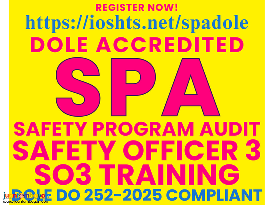 SPA Training SO3 Training DOLE Accredited Training Safety Audit