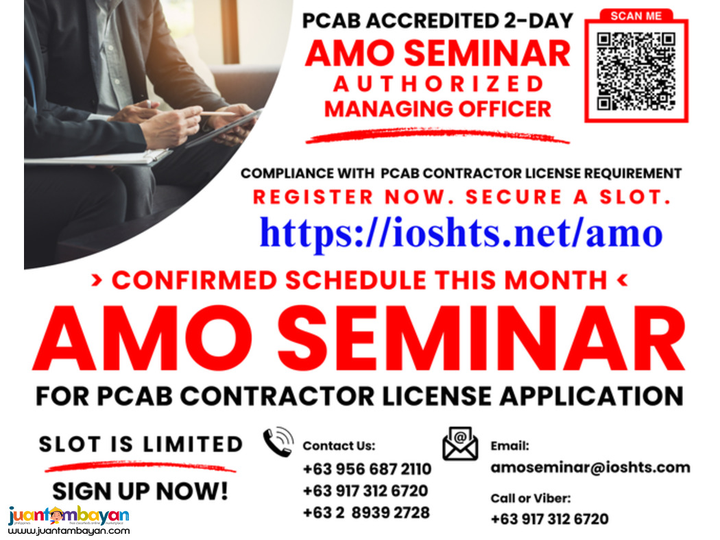 AMO Authorized Managing Officer Seminar PCAB License for Contractor 