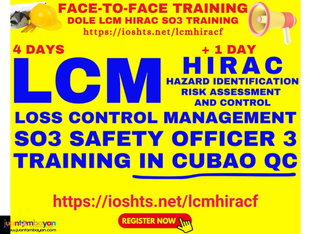 Face To Face LCM HIRAC SO3 Training Safety Officer 3 Training DOLE