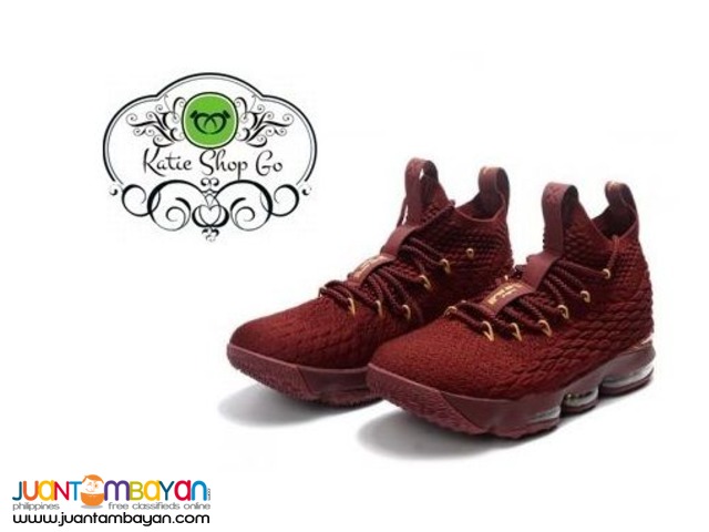 NIKE LEBRON 15 BASKETBALL SHOES - LEBRON 15 BURGUNDY GOLD