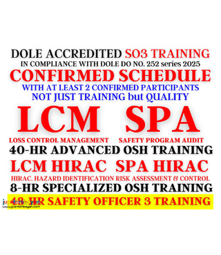 SO3 Training LCM HIRAC Training SPA TOT DOLE Safety Officer 3 Training