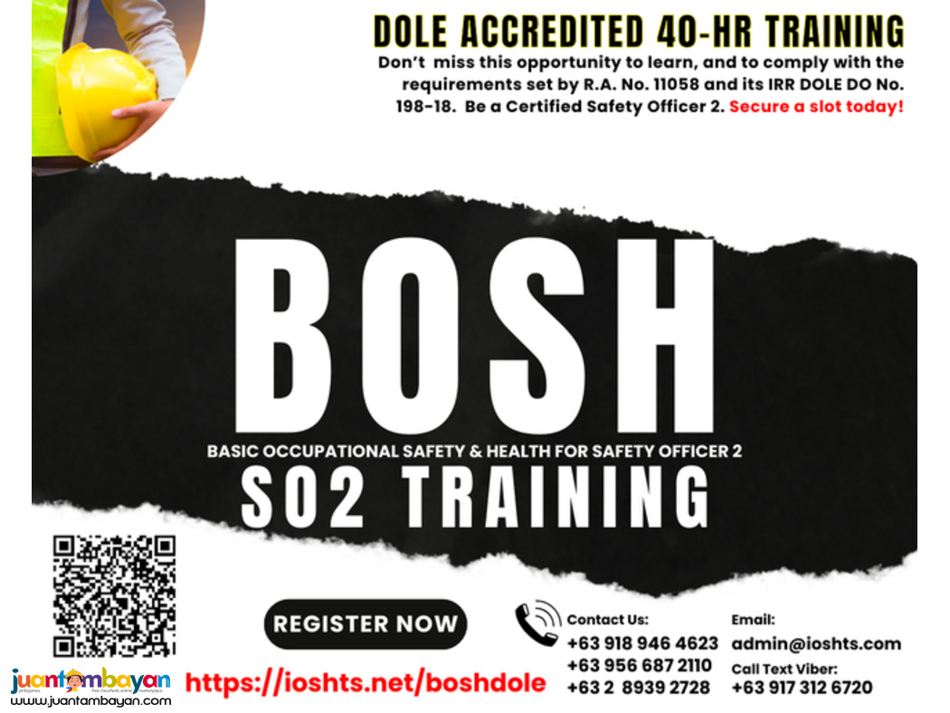 BOSH Training Safety Officer 1 Training SO1 Training dOLE Accredited
