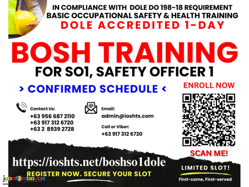 BOSH Training SO1 Training Safety Officer 1 Training DOLE Accredited