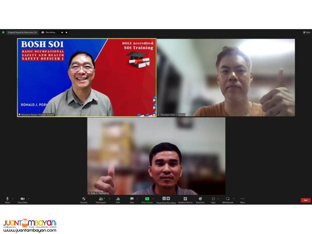 Online BOSH Training Online DOLE SO1 Training Safety Officer 1