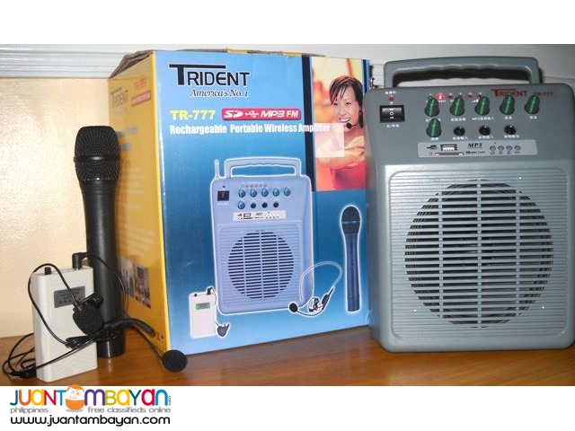 Trident TR777 Portable Amplifier Speaker Wireless PA Lapel Mic