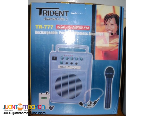 Trident TR777 Portable Amplifier Speaker Wireless PA Lapel Mic