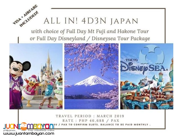 4D3N TOKYO TOUR PACKAGE + VISA + AIRFARE