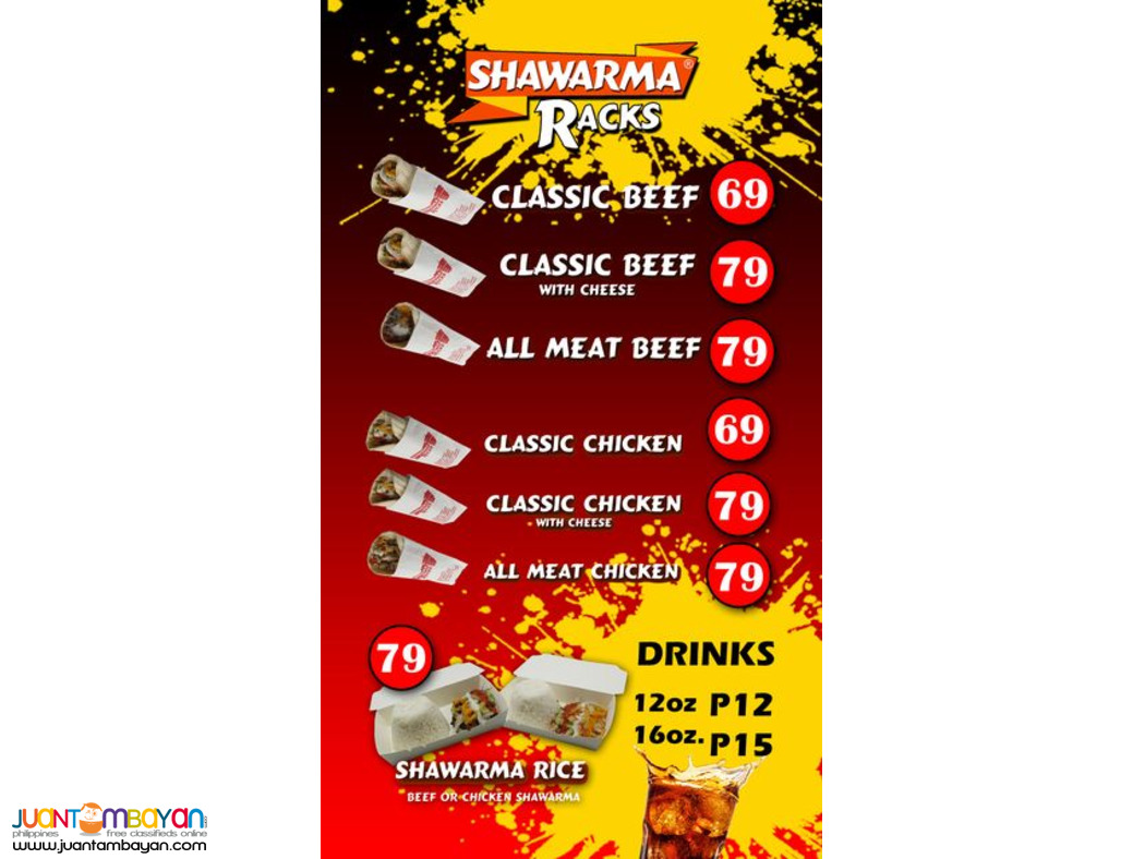 Shawarma Rack food cart franchise P149,000.00