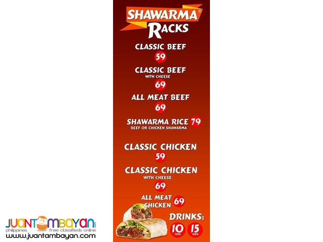 Shawarma Rack food cart franchise P149,000.00