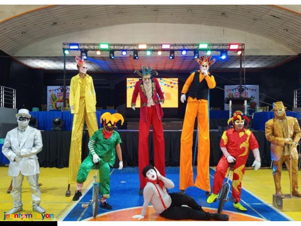 mime, Juggler, unicyclist, stilt walker