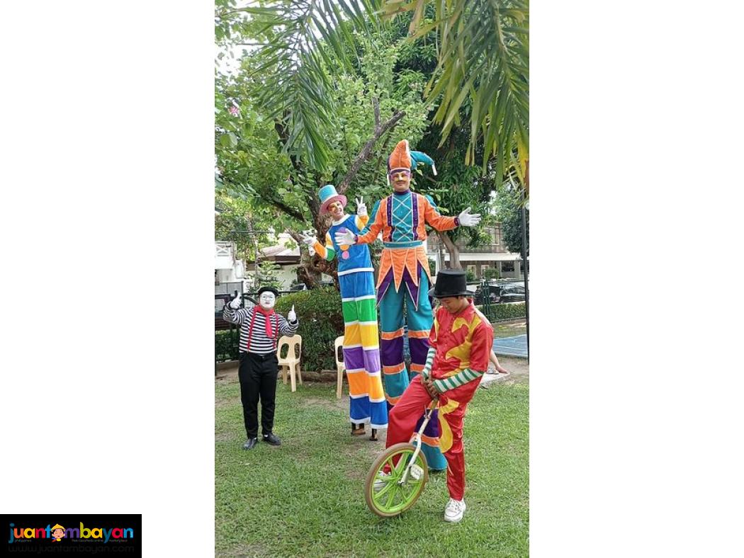 mime, Juggler, unicyclist, stilt walker
