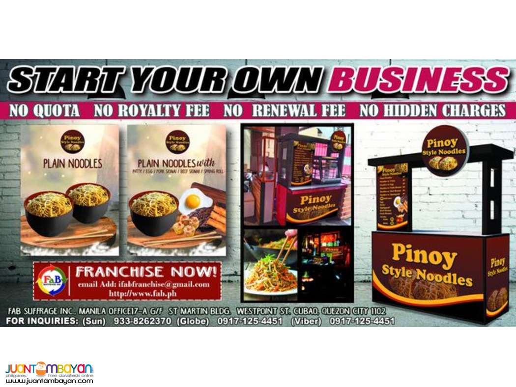 Pinoy style noodles food cart franchise 149K