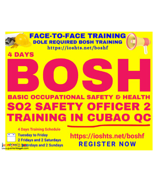 Face To Face BOSH Training Safety Officer 2 SO2 Training DOLE training