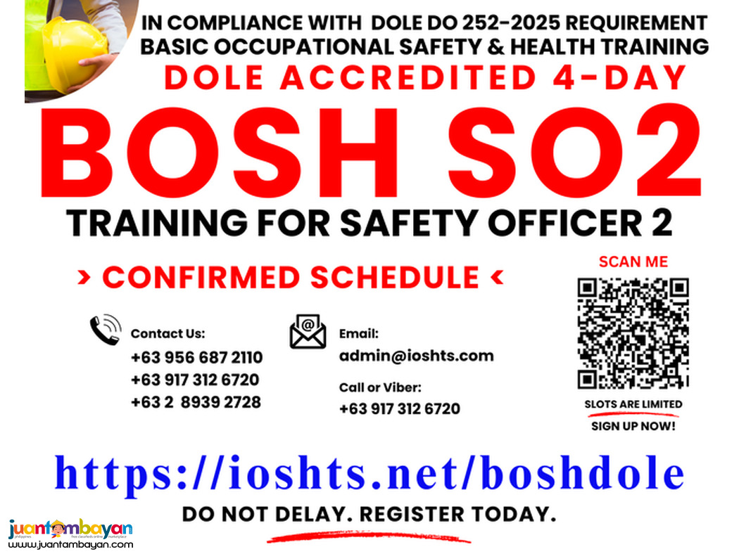 BOSH SO2 Online Training Philippines DOLE Certified Safety Officer 2