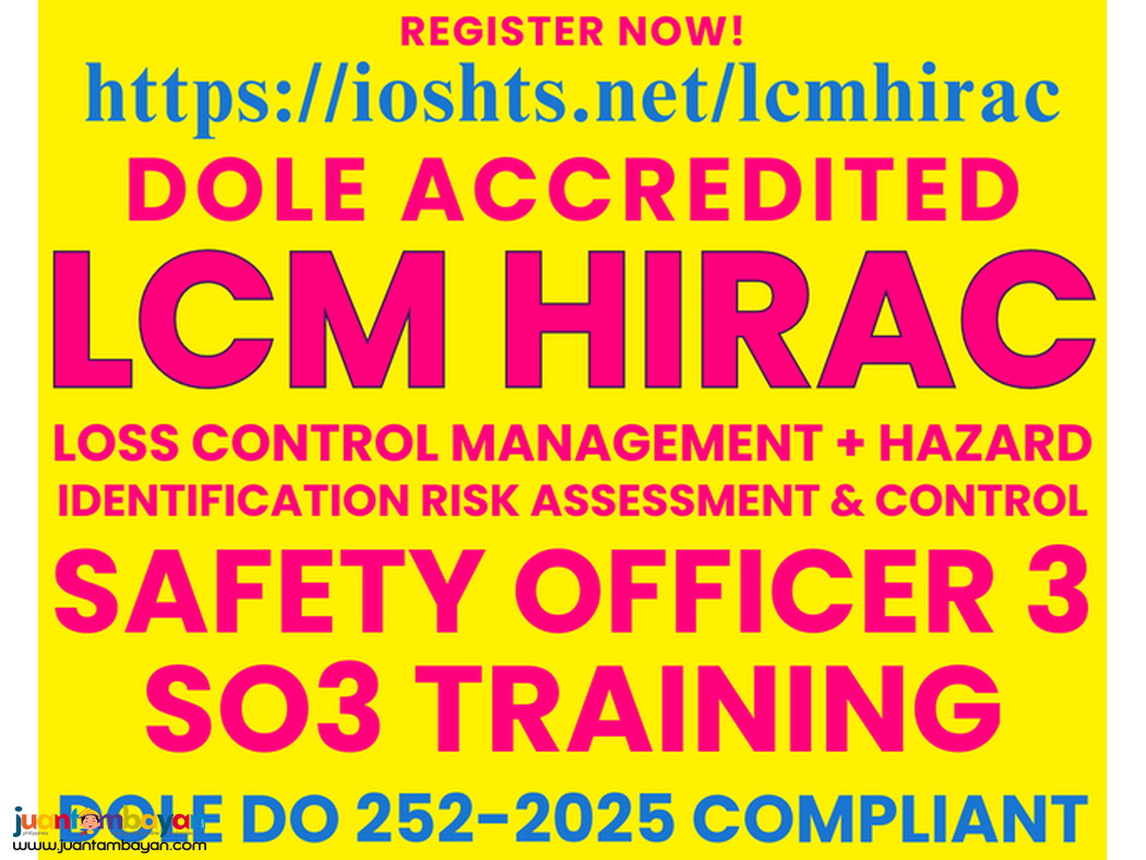Online LCM HIRAC Training Online Safety Officer 3 Training DOLE SO3